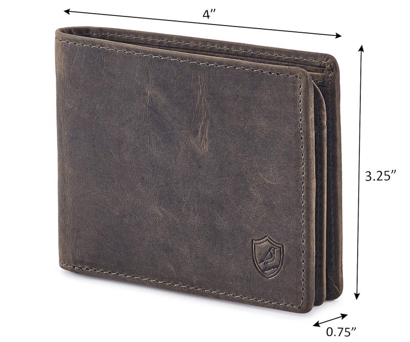 Cochoa Bifold Wallet for Men's Real Genuine Slim Leather RFID Blocking 2 ID Windows Stylish Travel Gift Box (CRAZY HORSE, MOSS GREEN) - Image 3